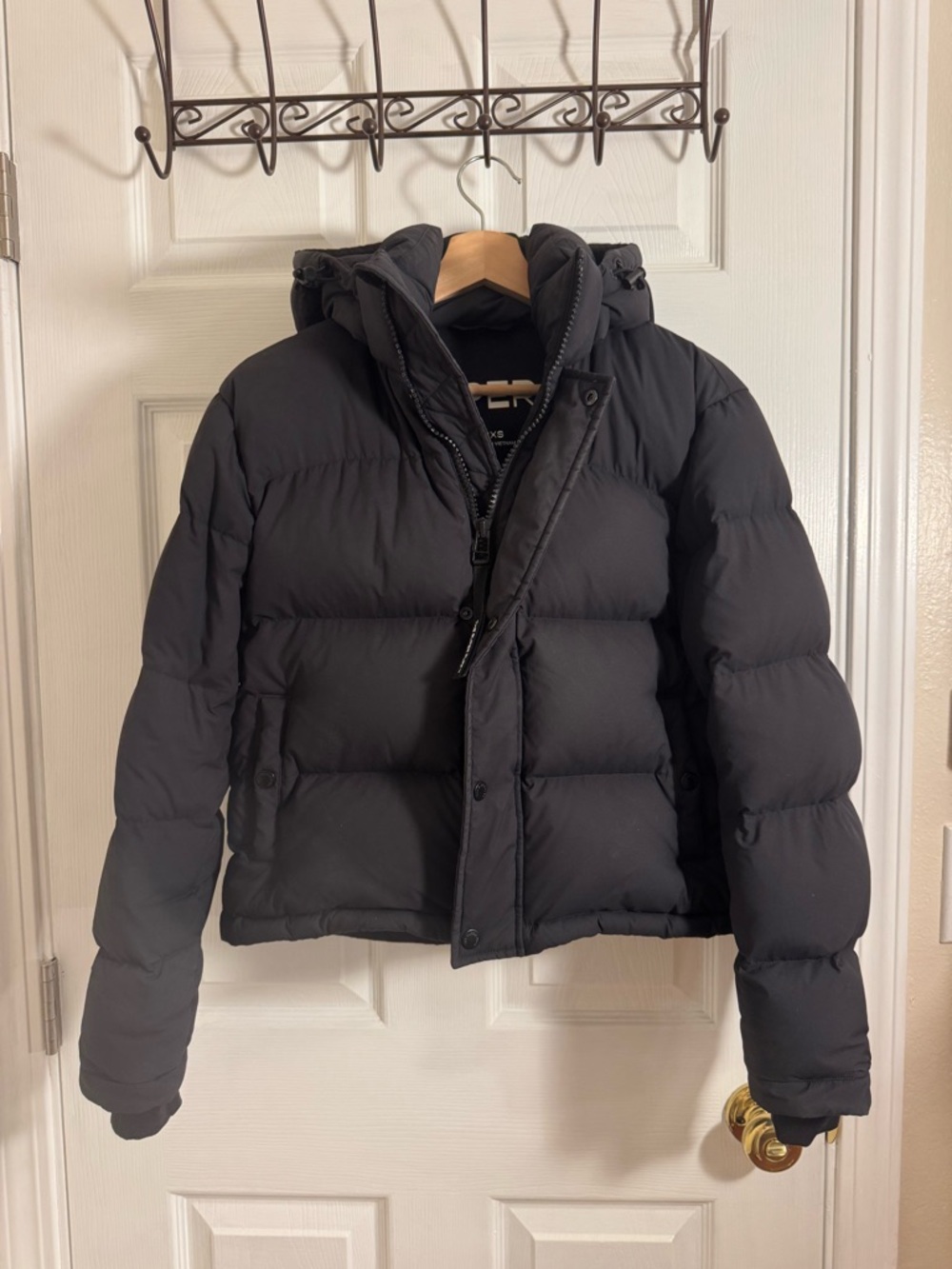 Aritzia Black Puffer Jacket with Hood